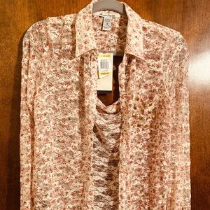 Sheer floral lace collared blouse